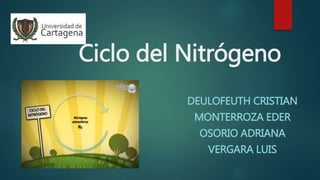 Ciclo del Nitrógeno 
DEULOFEUTH CRISTIAN 
MONTERROZA EDER 
OSORIO ADRIANA 
VERGARA LUIS 
 