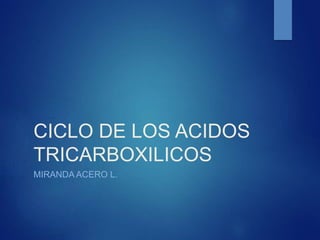 CICLO DE LOS ACIDOS
TRICARBOXILICOS
MIRANDA ACERO L.
 