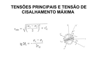 TENSÕES PRINCIPAIS E TENSÃO DE
CISALHAMENTO MÁXIMA
 