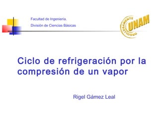 Ciclo de refrigeración por la
compresión de un vapor
Facultad de Ingeniería.
División de Ciencias Básicas
Rigel Gámez Leal
 
