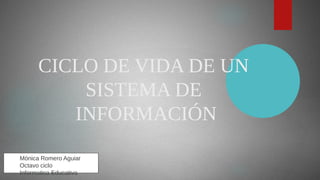 CICLO DE VIDA DE UN
SISTEMA DE
INFORMACIÓN
Mónica Romero Aguiar
Octavo ciclo
Informatica Educativa
 