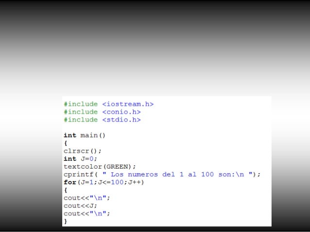Como crear un programa de ciclo FOR en lenguaje C++