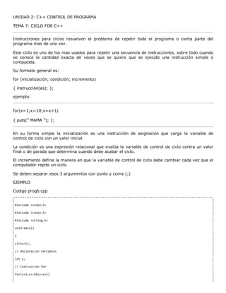 Ciclo for c++ | PDF