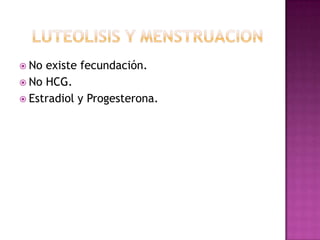  No existe fecundación.
 No HCG.
 Estradiol y Progesterona.
 