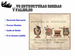 69
VS estructuras rigidas...
y falibles
●
Burocracia Innecesaria
●
Procesos Obsoletos
●
Cuellos de Botella
●
El ser humano es falible
 