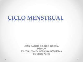 JUAN CARLOS GIRALDO GARCIA MÉDICO ESPECIALISTA EN MEDICINA DEPORTIVA DOCENTE PCJIC CICLO MENSTRUAL 