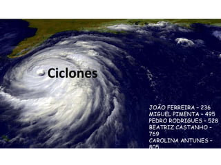Ciclones

           JOÃO FERREIRA – 236
           MIGUEL PIMENTA – 495
           PEDRO RODRIGUES – 528
           BEATRIZ CASTANHO –
           769
           CAROLINA ANTUNES –
           805
           SORAIA FIDALGO - 889
 