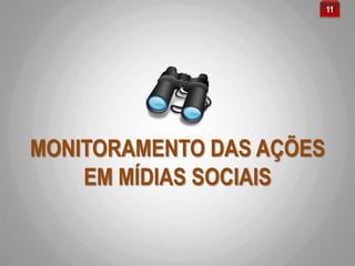 MONITORAMENTO DAS AÇÕES
EM MÍDIAS SOCIAIS
11
 