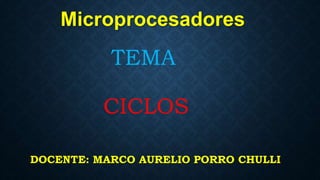 Microprocesadores
DOCENTE: MARCO AURELIO PORRO CHULLI
CICLOS
TEMA
 
