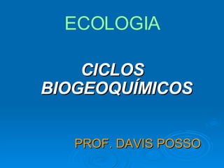 PROF. DAVIS POSSO   ,[object Object],ECOLOGIA 