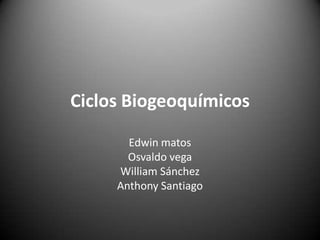 Ciclos Biogeoquímicos Edwin matos Osvaldovega William Sánchez Anthony Santiago 