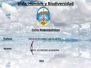 Vida, Hombre y Biodiversidad
Ciclos Biogeoquímicos
Profesor
Alumno:
2015
MELECIO BELISARIO CARLOS REYES
ANGEL ALCÁNTARA ALZAMORA
 
