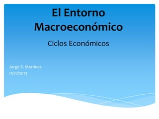El Entorno
             Macroeconómico
                    Ciclos Económicos

Jorge E. Martínez
11/02/2013
 
