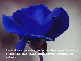 As coisas passam, e o melhor que fazemos é deixar que elas realmente possam ir embora. 