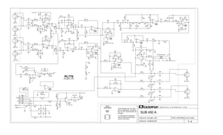 ARQUIVO:..SUB450.DSN
FOLHA: 02/02
I N D Ú S T R I A E L E T R Ô N I C A L T D A.
Todos resistores são de 1/4W e
todos os capacitores eletrolíticos
são de 25V, exceto aqueles com
indicação.
CIRCUITO: VOLUME / HPF
SUB 450 A
VISTA
SUPERIOR
7 - 2
DATA: 23/07/2004
A numeração dos integrados é
feita da esquerda para direita e
de cima para baixo.
4560
3
72
4
1 8
6
5
4560
4560
1nF
1nF
03/08
01/08
LM393
1nF
1nF
02/08
4560
02/08
4560
4560
03/08
LM393
04/08
+15V
TEMP/DC
-15V
OL-
OUT
OL+
LED LIM
GND
1nF
1nF
1nF
1nF
LEDA
GND
PL770
LM393
01/08
VOLUME / HPF
04/08
4560
06/08
4560
08/08
4560
08/08
4560
05/08
4560
4560
05/08
4560
07/08
07/08
4560
+15V
-15V
+15V
+15V
-15V
+15V
-15V
-15V
-15V
+15V
+15V
-15V
+15V
-15V
+15V
-15V
+15V
-15V
+15V
-15V
-15V
+15V
+
47uF
100K
2
1
3
+
-
OUT HPF R
20K 1%
10K 1%
47K
+
_
1
8
3
2
4
56pF
20K
5KB
22K1%
+
47uF
10K
220pF
390K
22K
+
_
1
8
3
2
4
10KBx2
100K
+
100uF
47K
2
1
3
+
-
LINE IN R
22K
1K5
2K2
+
_
7
6
5
10K1%
+
47uF
100K
10K 1%
100K
100K
20K 1%
470R
1K2
LIMITER
10K
15K
120K
24K
OVERLOAD
33R
100K
39K
+
-
7
5
6
+
47uF
+
_
1
8
2
3
4
470K
4K7
100K
100K
+
47uF
39K
+
_
7
6
5
47K
22K1%
100K
12K
15K
10KBx2
10K
100K
10R
56K
2K2
47K
100K
+
47uF
56pF
100K
2K2
+
_
1
8
3
2
4
470R
100K
22K 1%
56K
20K 1%
11K1%
+
_
1
8
3
2
4
10K
56K
+
_
7
6
5
100K
470K
10R
10K1%
20K 1%
10K
470R
100R
100K
_
+ 7
5
6
330K
27K
5
8
6
3
4
7
2
1
56K
20K
2
1
3
+
-
LINE IN R
39K
+
47uF
5K6
2K2
47K
TEMP/DC
+
47uF
56pF
220pF
470K
100K
SIGNAL
56pF
13K3
10K 1%
62K
ON
13K3
100K
2
1
3
+
-
LINE IN L
2
1
3
+
-
LINE IN L
56pF
PHASE REVERSE
220pF
+
47uFx50V
10K 1%
+
_
1
8
2
3
4
2K2
100K
5K6
10K 1%
12K
+
_
1
8
3
2
4
+
-
7
5
6
470K
+
_
1
8
3
2
4
+
47uF
330K
+
47uFx50V
10K 1%
33K
+
_
7
6
5
18K1%
22K 1%
+
10uF
10K 1%
+
-
7
5
6
56pF
10K
470K
100K
+
47uF
220pF
22K
2
1
3
+
-
OUT HPF L
100K
470K
56K
470R
100K
+
100uF
 