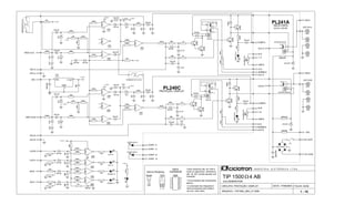 ARQUIVO:..TIP1500_AB4_V1.DSN
FOLHA: 02/02
VISTA FRONTAL
I N D Ú S T R I A E L E T R Ô N I C A L T D A.
CIRCUITO: PROTEÇÃO / DISPLAY
TIP 1500 4 AB
PL240C
PROTEÇÃO / DISPLAY
BC549 39007815
VISTA
SUPERIOR
VOLUMECHA
VOLUMECHB
2nd GENERATION
OUT CHA
RELÊ-FONTE
CH A / CH B
OUTCHB
PL241A
1
2
3
1 - 10
DATA: 17/06/200303/04
03/04
03/04
03/04
04/04
04/04
04/04
04/04
02/04
01/04
01/04
01/04
01/04
A numeração dos integrados é
feita da esquerda para direita e
de cima para baixo.
* Os termostatos são normalmente
abertos.
Todos resistores são de 1/4W e
todos os capacitores eletrolíticos
são de 25V, exceto aqueles com
indicação.
+ 15 V
+ 15 V
+ 15 V
+ 15 V
+ 15 V
+ 15 V
+ 15 V
+ 15 V
+ 15 V
CBE
4
3
2
1
11
12
13
14
10
87
6
5
9
1 2 3
+ 15 V
+ 15 V
+ OUT
+
100uFx40V
1K2
-
2
3
+
4
3900
BC549
22K
1N4148
100K
680R
BC549
100K
-
2
3
+
4
3900
1N4148
1N4148
100K
100K
47K
100K
4V7
+
47uF
100K
1N4001
+
47uF
1K
100K
+ OUT
TEMP/DCA
1K2
100K
47K
33K
100K
47K
5KB
1N4148
47K
47K
33K
-
12
11
+
10
3900
100K
22K
100K
-
12
11
+
10
3900
+
2200uFx40V
- OUT
HAT901CSDC24
3
5
4
1
2
1N4148
1N4148
BC549
100K
100K
100K
1K5
OVERLOAD A
1K
1N4148
24Vx3W
1N4148
4K7
-
+1
6
5
14
7
3900
OVERLOAD B
4V7
100K
12K
-
12
11
+
10
3900
CLIP B
4V7
100K
10K
1N4148
3A
1N4148
+
10uF
TEMP/DCB
100Rx2W
1N4148
1R
TERMOSTATO CH B *
680R
68K
1N4001
1N4148
-
2
3
+
4
3900
1N4148
1N4148
33K
220K
1N4148
2K49
1N4148
1N4002
22K
68K
8
9
13
-
+
3900
+
4,7uF
4V7
1K5
24Vx3W
2K2
- OUT
1R
1N4148
100K
TERMOSTATOCHA*
100K
CLIP A
47K
220K
1K
4V7
100K
4V7
6K8
5KB
1N4148
1N4148
+
4,7uF
-+
4x1N4001
6K8
100K
68K
1N4148
1N4148
+ OUT
1K5
100K
1N4148
1N4148
- OUT
HAT901CSDC24
3
5
4
1
2
47Rx5W
BC549
1N4148
+
47uF
100K
SIGNAL B
BC549
220K
4K7
150K
100K
ON
33K
-
+1
6
5
14
7
3900
+
10uF
220K
-
+1
6
5
14
7 3900
- OUT
1N4002
BC549
100K
1K5
BC549
68K
1N4148
10K
VIN V OUT
GND
7815
1K5
24V/1A
7
5
2
3
4
1
8
6
+
10uF
2K2
100Rx2W
8
9
13
-
+
3900
100K
2K49
8
9
13
-
+
3900
+
10uF
22K
+ OUT
24V/1A
7
5
2
3
4
1
8
6
SIGNAL A
BC549
+
47uF
12K
NTCA
PROTCHA
BORNEA
OUT A
COMPA
ICANTCA
VDC
COMPB
ICB
PROTCHB
NTCB
OUT B
NTCB
CLIPB
CLIPA
SIG B
SIG A
OVER+ A
OVER- A
OVER+ B
OVER- B
W A
1 A
GND A
1 B
W B
GND B
VDC
SIG B
SIG A
OUT B
OUT A
AC AUX1
AC AUX2
BORNEB
 