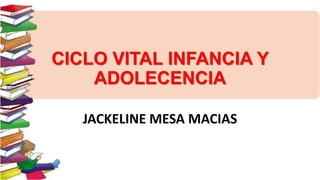 CICLO VITAL INFANCIA Y
ADOLECENCIA
JACKELINE MESA MACIAS
 