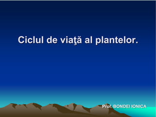 Ciclul de viaţă al plantelor.
Prof. BONDEI IONICA
 