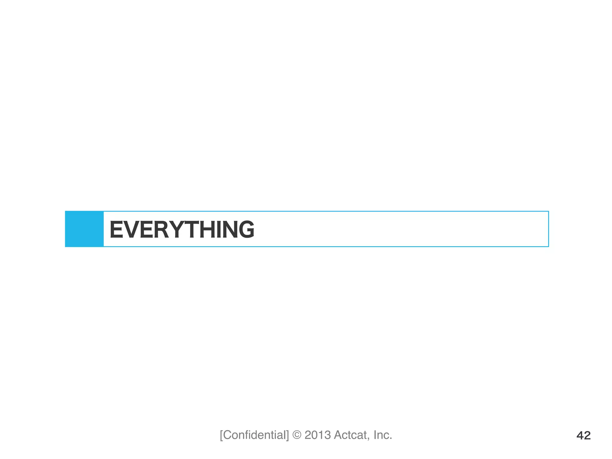 [Conﬁdential] © 2013 Actcat, Inc. 42
EVERYTHING
 