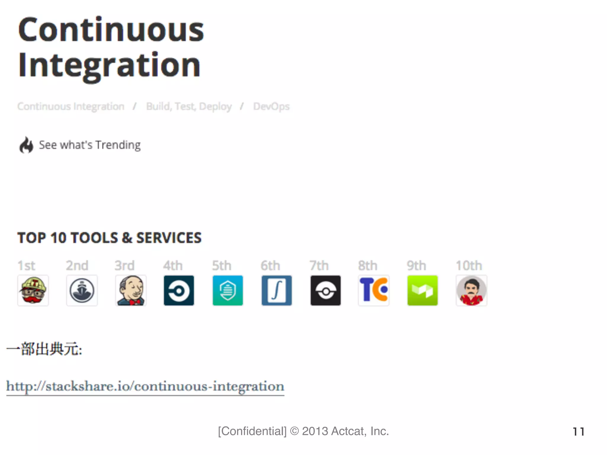 [Conﬁdential] © 2013 Actcat, Inc. 11
 