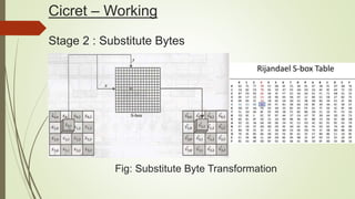 Cicret – Working
Stage 2 : Substitute Bytes
Fig: Substitute Byte Transformation
 