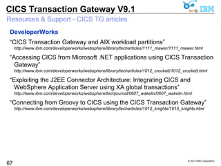 © 2014 IBM Corporation 
CICS Transaction Gateway V9.1 
Reference resources 
67 
 
