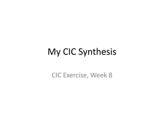 My CIC Synthesis
CIC Exercise, Week 8

 