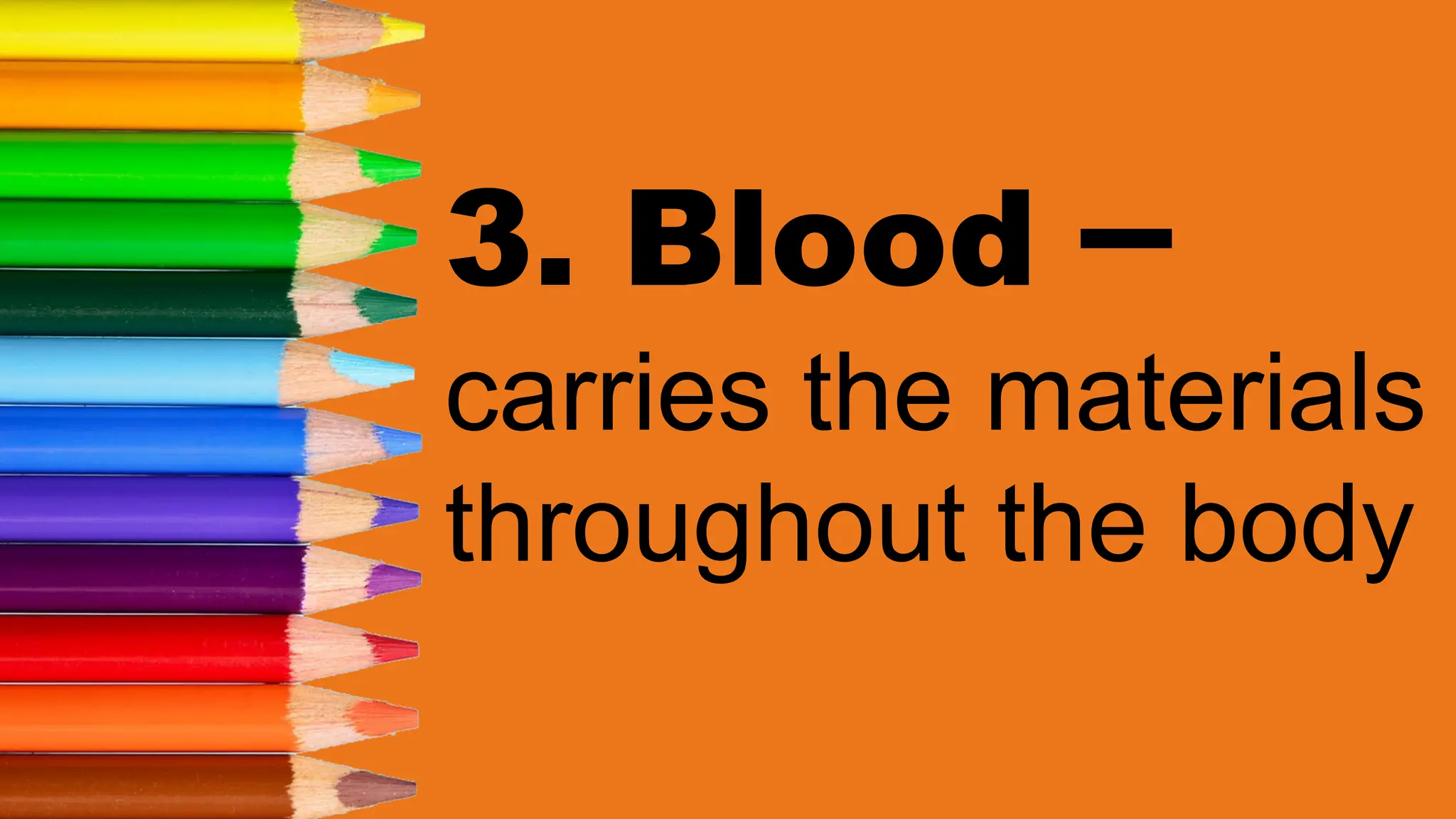 3. Blood –
carries the materials
throughout the body
 