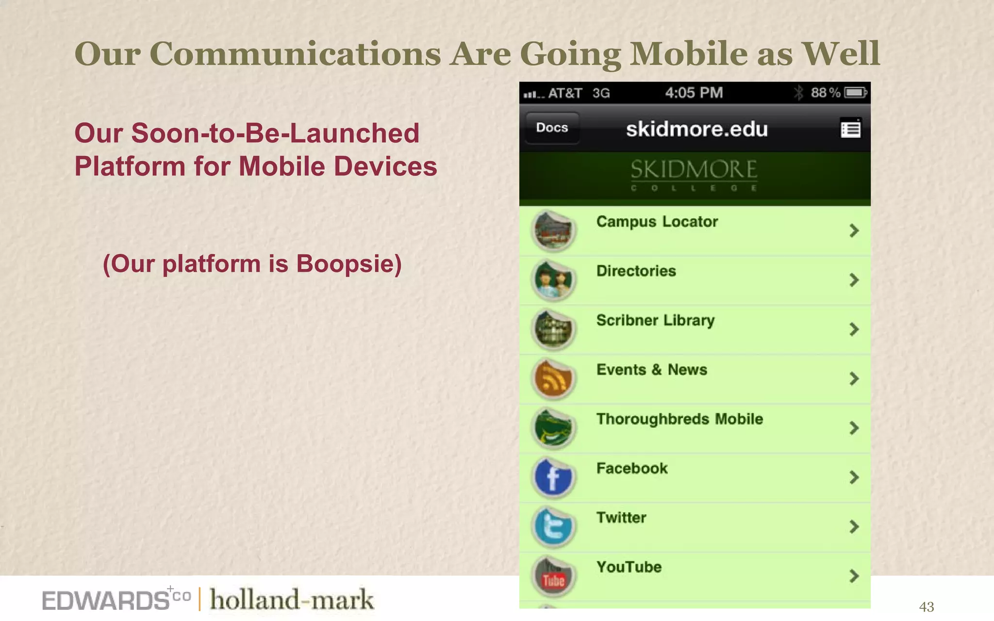Our Communications Are Going Mobile as Well Our Soon-to-Be-Launched  Platform for Mobile Devices (Our platform is Boopsie) 