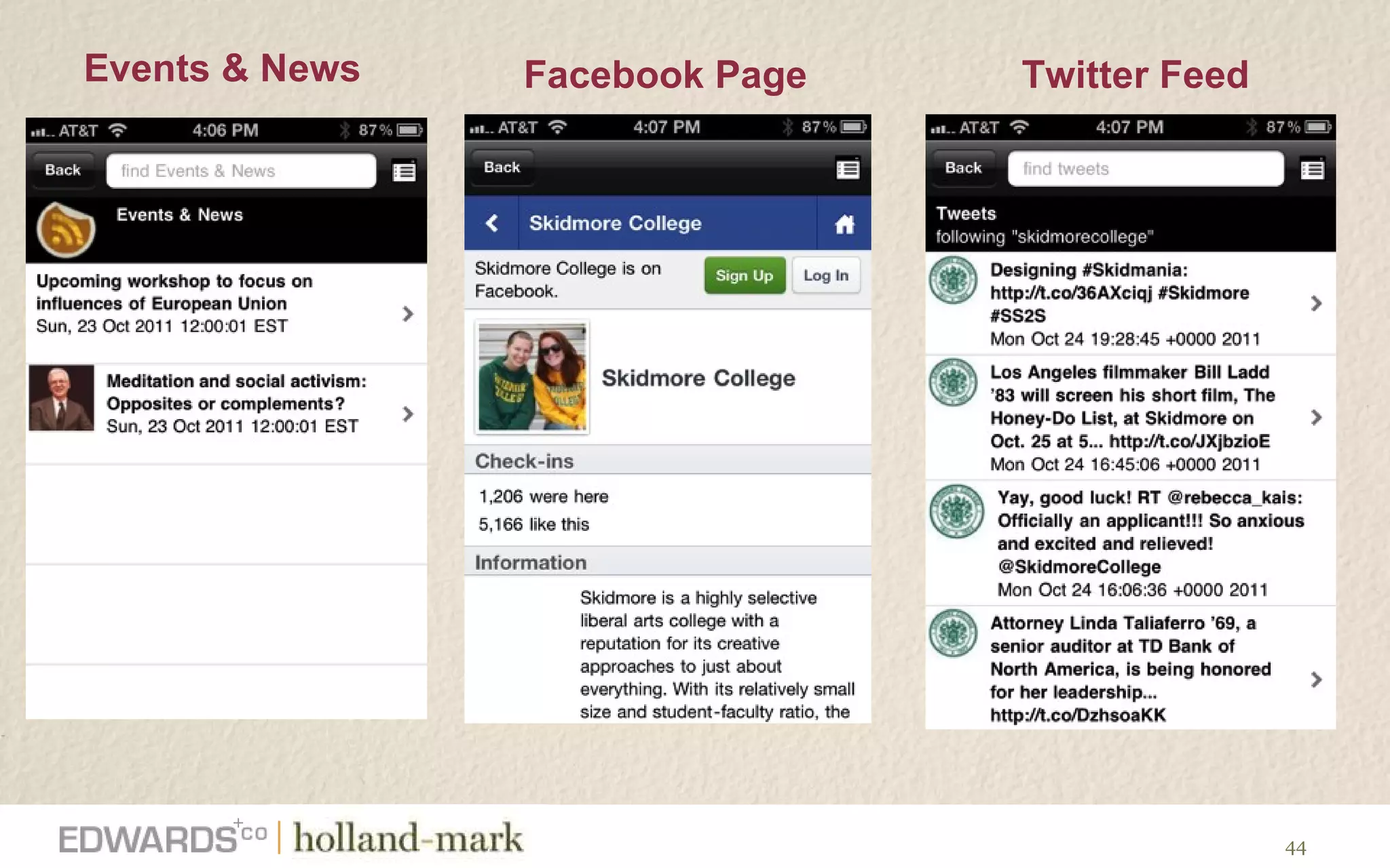 Events & News Facebook Page Twitter Feed 