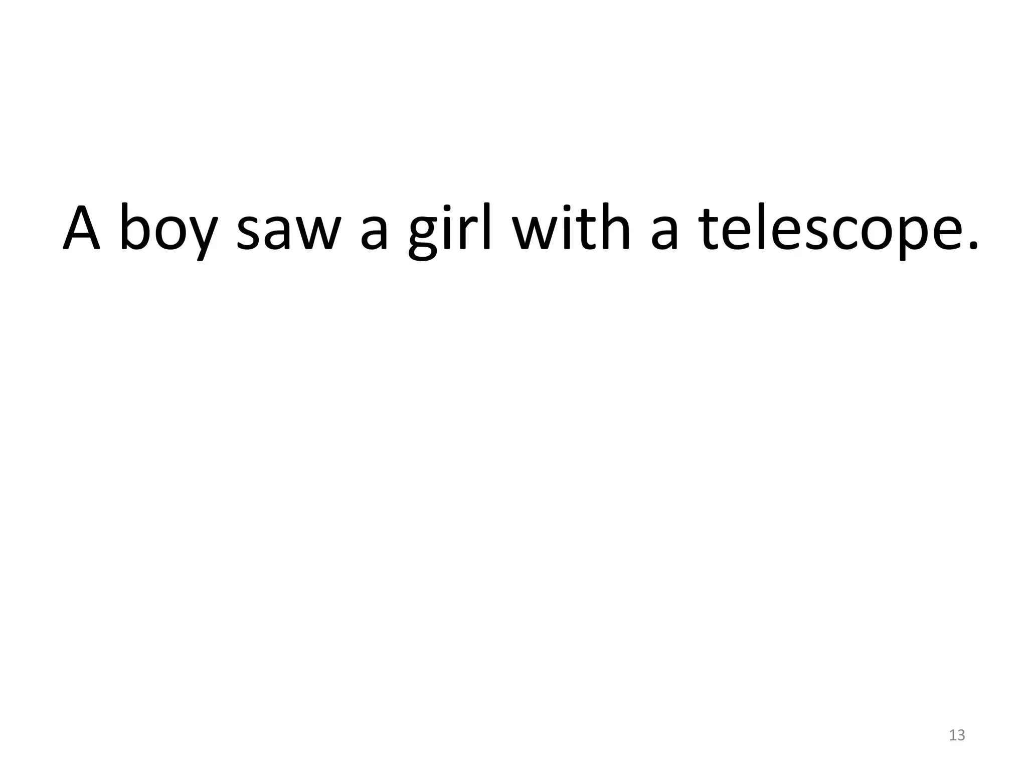 A boy saw a girl with a telescope.
13
 
