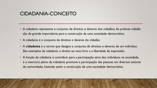 O conceito de Cidadania na disciplina de CD do 7ºano; os Direitos ...