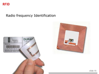 RFID


 Radio frequency Identification




                                  slide 15
 