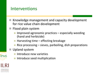 Rice value chain development 2005-2011: IPMS experiences in Fogera pilot learning woreds