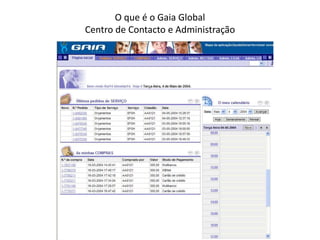 O que é o Gaia Global
Centro de Contacto e Administração
 