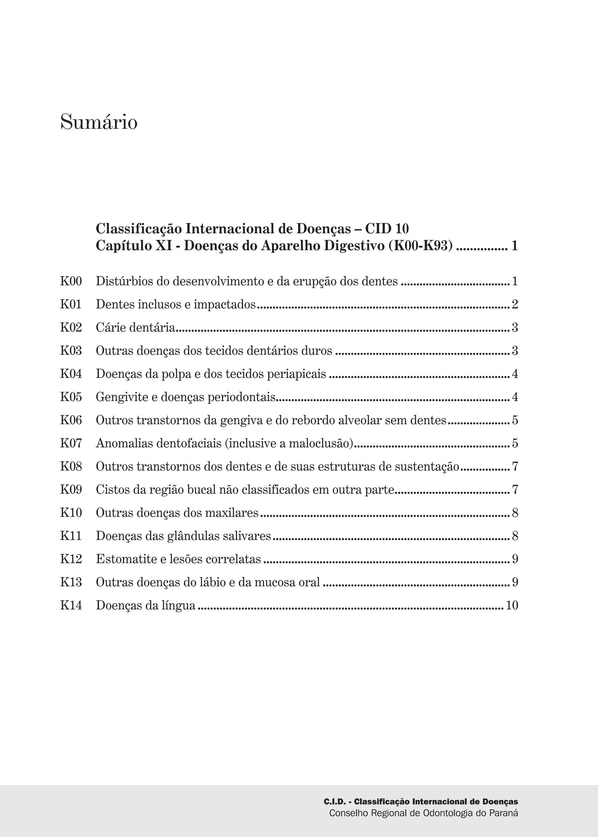 CID odontológico (Código Internacional de Doenças) | PDF