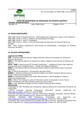 Chemidplus Ácido Nítrico-53% FICHA DE INFORMAÇÃO DE PRODUTOS | PDF