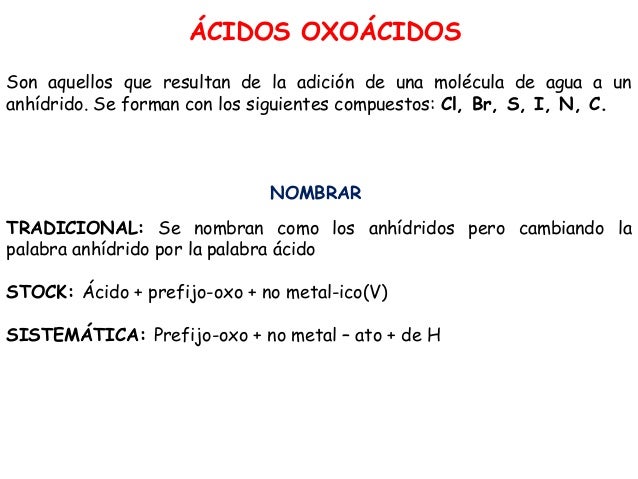 Formulación Y Nomenclatura De Los ácidos Ternarios