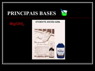 PRINCIPAIS BASES
Mg(OH)Mg(OH)22
 