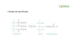Lípídios
• Reações de saponificação
 