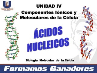 UNIDAD IV
Componentes Iónicos y
Moleculares de la Célula
Biología Molecular de la Célula
 