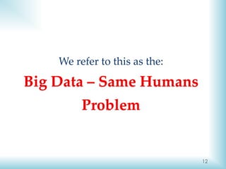 12
We refer to this as the:
Big Data – Same Humans
Problem
 