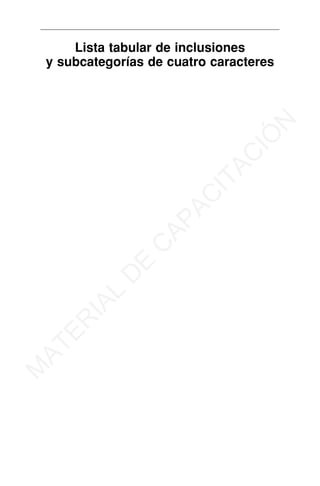 Lista tabular de inclusiones
y subcategorías de cuatro caracteres
M
A
T
E
R
I
A
L
D
E
C
A
P
A
C
I
T
A
C
I
Ó
N
 