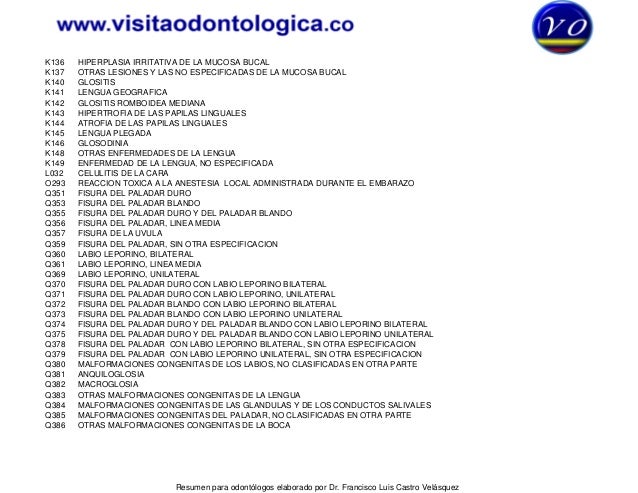 Cie 10 odontologia Cie 10 odontologia