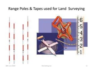 Range Poles & Tapes used for Land Surveying
28th June 2024 Site Setting-out 11
 