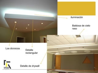 Los dicroicos
Baldosa de cielo
raso
Detalle de drywall
iluminación
Detalle
rectangular
 