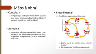 Mãos à obra!
• Conceitual
• Atitudinal
• Procedimental
 