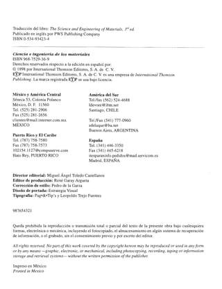 Ciencia e Ingenieria de los Materiales