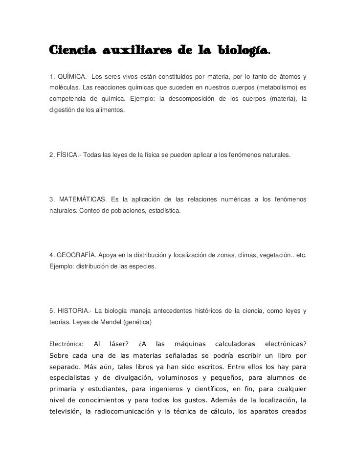 Ciencia auxiliares de la biología