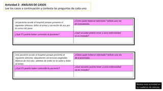 Actividad 2: ANÁLISIS DE CASOS
Lee los casos a continuación y contesta las preguntas de cada uno.
Realiza esta actividad en
tu cuaderno de ciencias
 